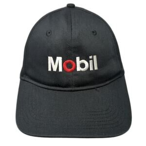 Mega Cap Baseball Cap Black One Size Mobil Embroidered Logo Strapback Hat
